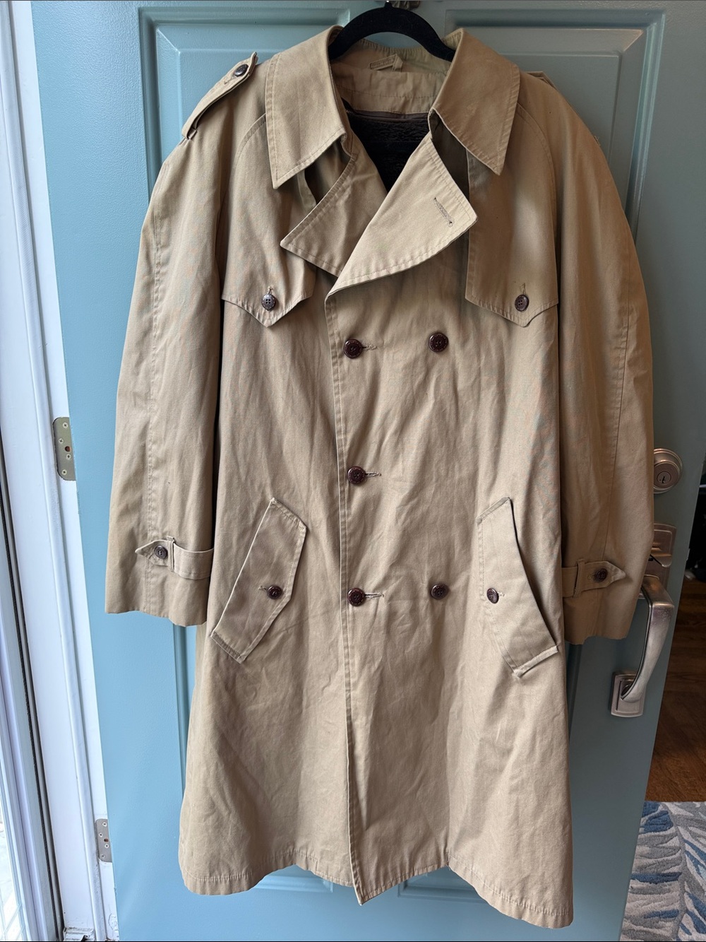 Men's Vintage Khaki Double-Breasted Trench Coat